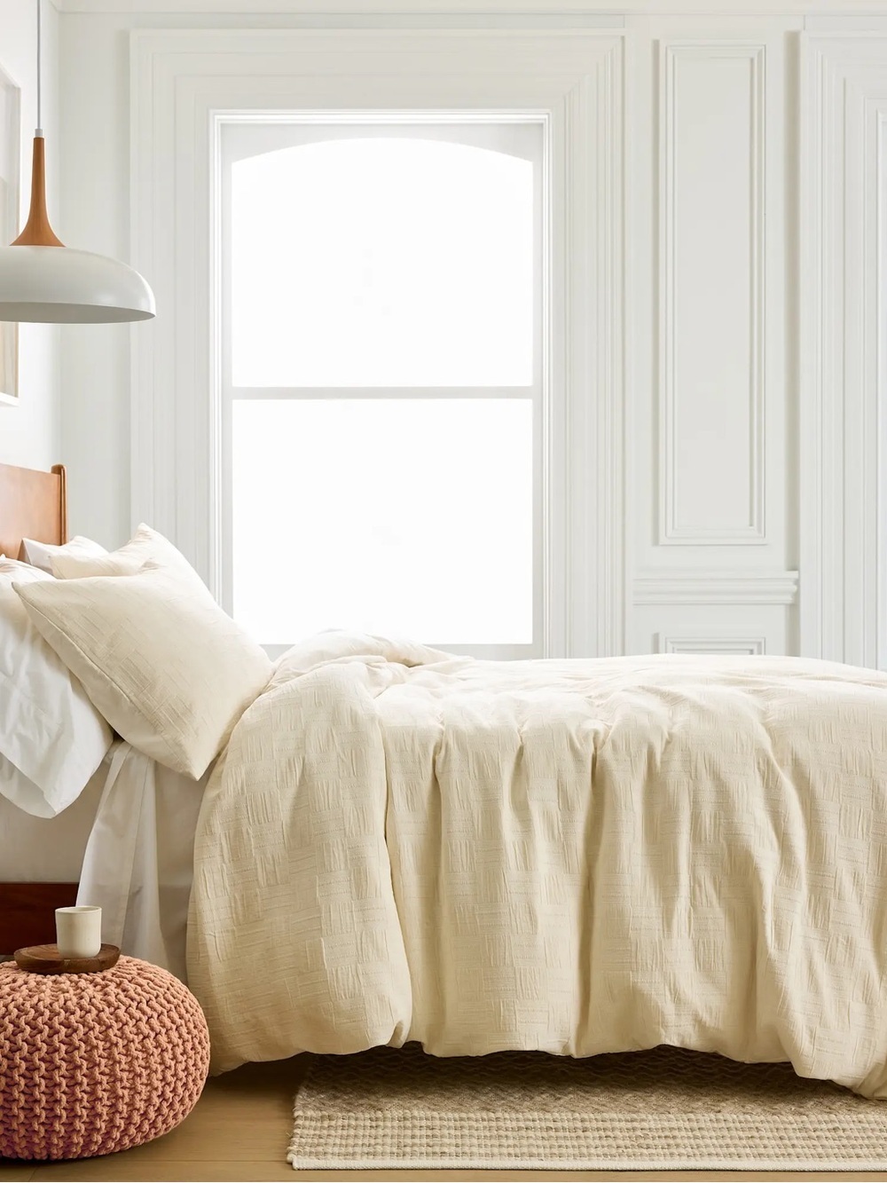 Quince Checkered Matelasse Duvet Cover Undyed Queen NWT Organic Cotton - Picture 4 of 8